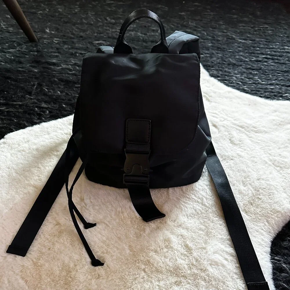 Standard 199//1 Mini Black Nylon Flap Backpack - Picture 3 of 16
